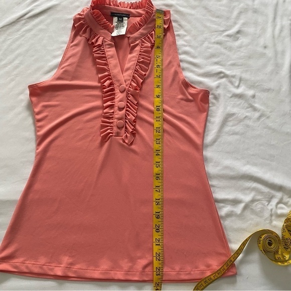 Rampage Tank Pull Over V-Neck w/ Ruffled Collar Tank Ruffled Front Pirate Size M - Picture 6 of 7